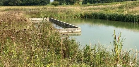 Tauchwand als Leichtstoffabscheider einer Regen-Rückhalteanlage im Normalzustand