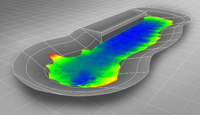 3D-Modell der Oberfläche der Sedimenteinträge als Farbkarte